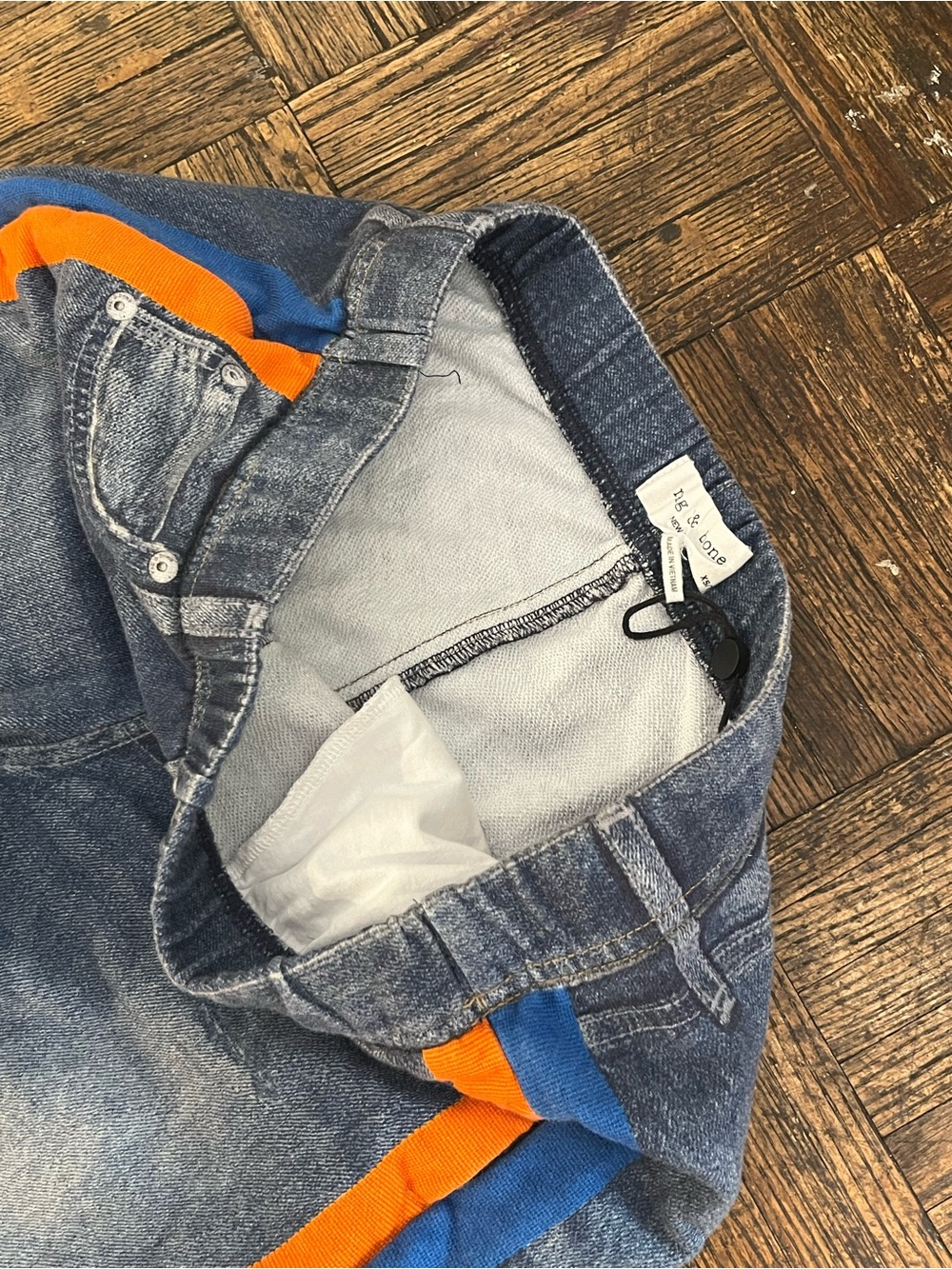 RAG AND BONE MIRAMAR Wide-Leg PULL ON Jeans with Orange & Blue Side Stripe XS, - Picture 5 of 12
